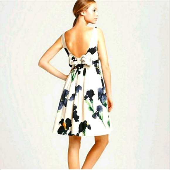 Moschino sleeveless cotton dress with flowers, with bow tie on the back - Picture 8 of 9